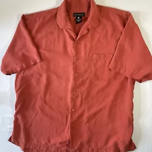 Cotton Reel Mens XL Short Sleeve Button Shirt Button Pocket Silk Red Hiawiian - Picture 1 of 10