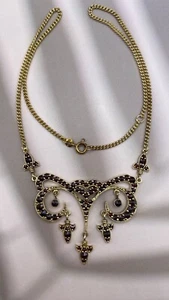 Vintage Granatschmuck Collier Günther Herrling 925 Silber Granat Steine Kette - Bild 1 von 11