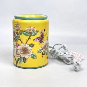 Scentsy Madame Butterfly Retired Full Size Yellow Floral Wax Warmer TESTED - EUC - Picture 1 of 15