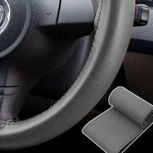 Car Steering Wheel Cover Needle & Thread Protector GRAY DIY Hand Sewing Leather
