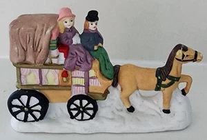 Lemax Hand-painted Porcelain Horse Drawn Cart w/Couple Christmas Village - Picture 1 of 6