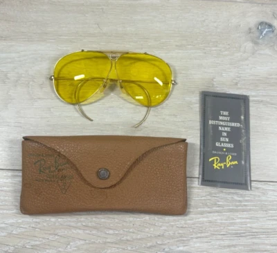 Ray Ban Bausch & Lomb Shooter Yellow Sunglasses Bullet Hole 1/10 12K GF 62mm VTG - Image 1 of 4