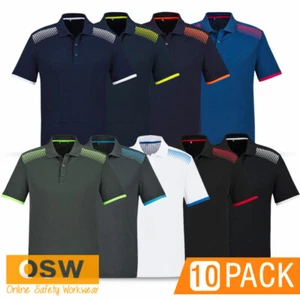 10 x Mens GALAXY Breathable Mesh Work Office Short Sleeve Polo Shirts P900MS - Picture 1 of 21