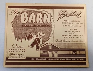 The Barn Vancouver Canada Large Business Trade Card w/ Map - Picture 1 of 2