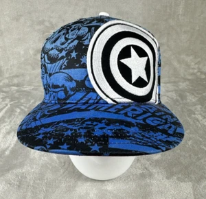 Captain America Fitted Hat Adult One Size Fits Most Medium Flat Bill Marvel Cap - Picture 1 of 10