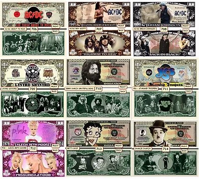 YOU CHOOSE ~ MIX OR MATCH ~ 20 Funny Money Novelty Notes with FREE SLEEVES