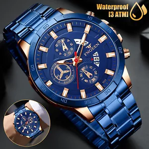 Waterproof Men Watch Stainless Steel Quartz Classic Luminous Business Wristwatch - Picture 1 of 9