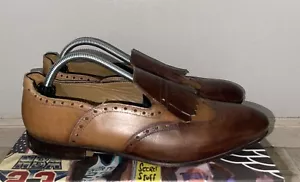 Paul Fredrick Two Tone Mens Sz. 10 Leather Fringe Wingtip Loafer Dress Shoes - Picture 1 of 8
