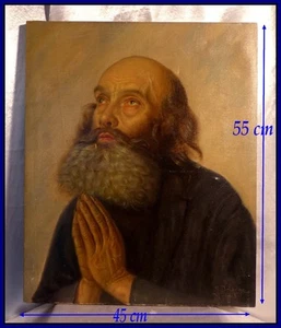 Prêtre Grec Orthodoxe en Prière Homme Barbu "Bear" à La Barbe Fleurie 1943 Signé - Picture 1 of 11