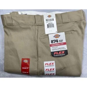 Dickies Pants Mens 38X30 Tan 874 Original Fit Flex Straight Leg Work Pant NWT - Picture 1 of 14