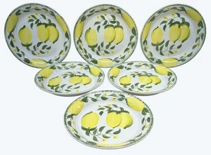 8 HTF Portmairion Studio Hand Painted Lemon Grove Salad Plates Britain - Picture 1 of 11