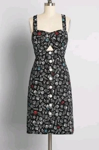 NEW Modcloth Size 8 Medium Seashore Spectacular Fit Flare Dress Black Ocean - Picture 1 of 9