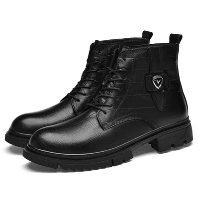 High Top Genuine Leather Walking Boots Men's Outdoor Business Flats Ankle Boots - Image 1 of 4