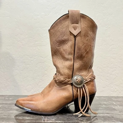 Botas de Vaquero Oak Tree Farms Trenzadas Concho Flecos Cuero Foto 1 de 4