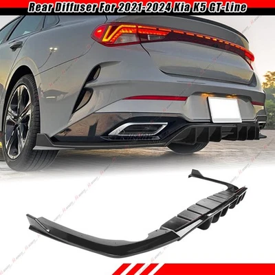 For 2021-2024 2022 Kia K5 GT-Line Gloss Black Rear Bumper Lip Diffuser ABS 3PCS - Image 1 of 4