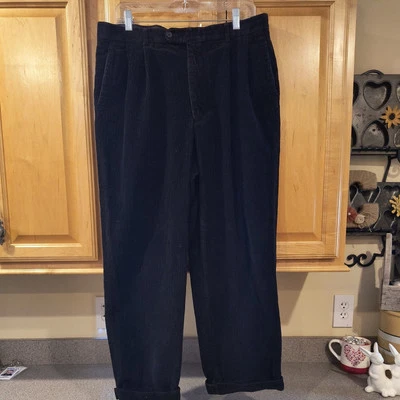Linea Naturale black Corduroy Pants Men 36"x 27.5" short, Soft Casual  - Image 1 of 4