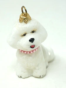 Joy to the World DIVA DOG Bichon Frise Pink Jeweled Collar Poland Glass Ornament - Picture 1 of 7