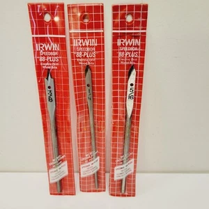 3 Vtg NOS USA Made Irwin Speedbor 88-plus Electric wood Bits Set 3/8 5/16 1/4 - Picture 1 of 5