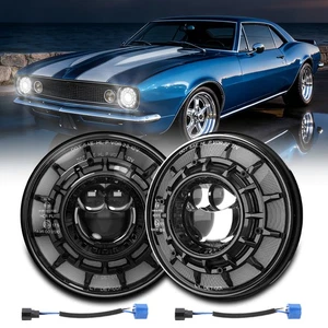 2PC 7'' Round LED Halo Headlights Turns H4 Sealed For Chevy Camaro 1967-1981 C10 - Bild 1 von 17