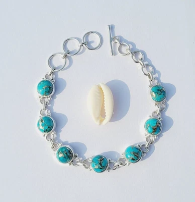 Turquoise Bracelet 925 Silver Bracelet Handmade Women Bracelet Gifts for Wedding - Image 1 of 4