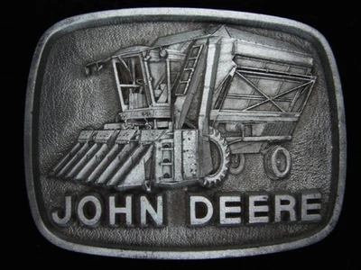 QB09160 *NOS* VINTAGE 1980 **COGEDOR DE ALGODÓN JOHN DEERE** HEBILLA DE CINTURÓN DE PELTRE Foto 1 de 2
