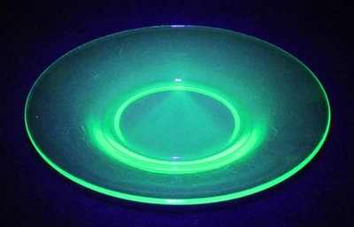 Uranium Glass Green Elegant Small Dessert Plate UV GLOWY GLASS - Image 1 of 2