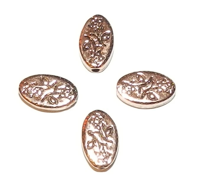 MB348 Cobre envejecido 12 mm Plano Ovalado con Flores Peltre Metal Cuentas 4 piezas Foto 1 de 1