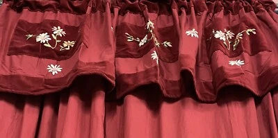 NUEVO Cubierta Valencia Cortina Puerta Ventana 100% Algodón Terciopelo Bordado Floral Foto 1 de 4