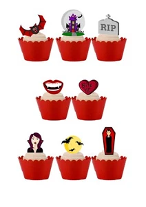 Cake Cupcake Toppers Halloween VAMPIRE Clipart 28 Stand Up Edible Wafer Paper - Picture 1 of 11