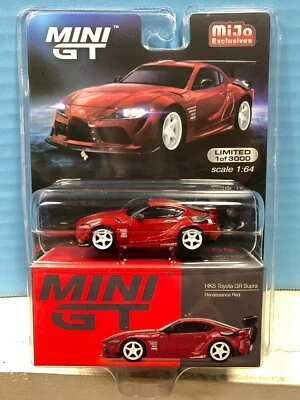 1/64 MINI GT MIJO EXCLUSIVES HKS TOYOTA GR SUPRA RENAISSANCE RED WHITE WHEELS - Image 1 of 2