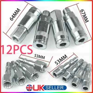 JUEGO DE CONECTORES DE LIBERACIÓN RÁPIDA MONTAJE COMPRESOR MANGUERA LÍNEA AIRE 12 PIEZAS 1/4" BSP - Imagen 1 de 7