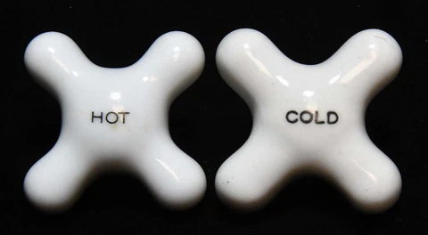 VINTAGE CERAMIC BATHROOM KITCHEN COLD HOT WATER FAUCET HANDLE KNOB #1A Cover