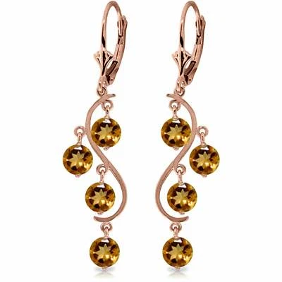 4.95 Carat 14K Solid Rose Gold Citrine Drop Gemstone Chandelier Earrings - Image 1 of 3