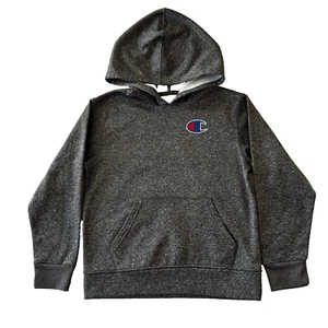 Champion Kids Boys Hoodie Size 7/8 Gray Long Sleeve Fleece Sweatshirt Logo - Picture 1 of 6