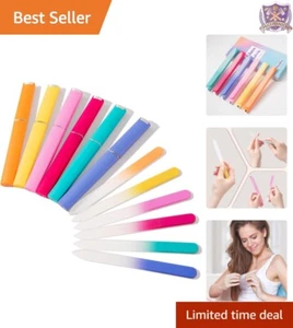 6 Pcs Glass Nail Files Set With Case, Fine Grit Professional Travel Gift - Picture 1 of 10