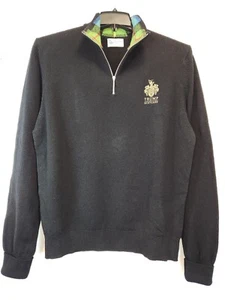 Johnstons Of Elgin Gr. XL 100%Wolle 1/4 Quarter Zip schwarz Pullover Trump Crest - Bild 1 von 8