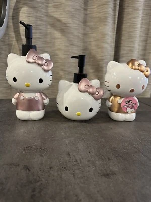 Hello Kitty Gold Tone 2 Soap Dispensers new 2023 And 1 Pencil Holder - Image 1 of 2