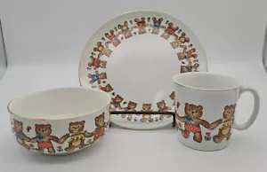 Juego de comedor de 3 piezas para niños con ositos de peluche acción Japón de colección taza de plato de tazón - Imagen 1 de 11