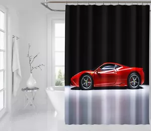 3D Mode Rotes Auto 7 Duschvorhang Wasserdicht Faser Bad Daheim Windows Toilette - Picture 1 of 3