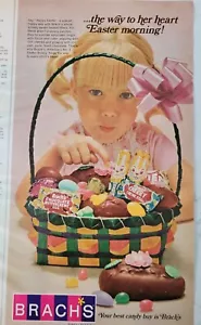 1969 Brachs candy Easter morning basket little girl blonde pigtails vintage ad - Picture 1 of 1