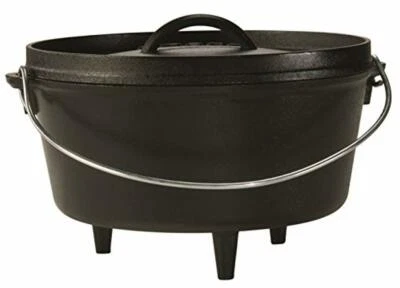 Lodge Preseasoned Cast Iron Deep Camp Dutch Oven Hot Coals USA Made Cookware 5Qt - Image 1 of 4