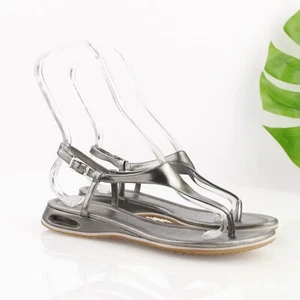 Cole Haan Womens Air Bria Sandal Size 8 Silver Metallic Leather Thong Slingback - Picture 1 of 14
