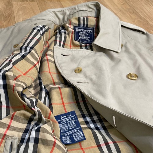 Burberry Trench Coat Nova Check Vintage made in England Uomo BIEGE TAGLIA L