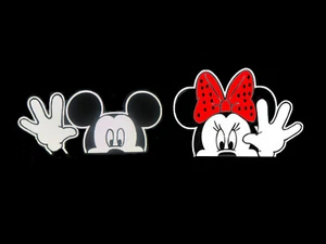 Mickey Mouse and Minnie Waving Disney Cartoon car decal sticker 6" white/RED - Picture 1 of 1