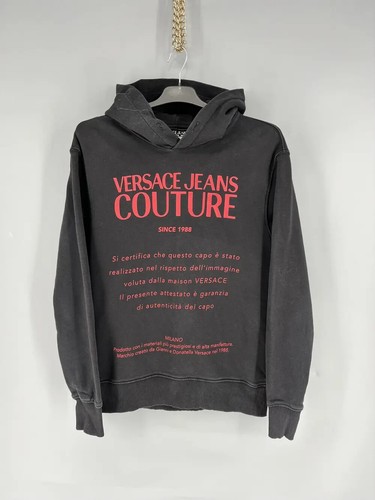 Versace Jeans Couture Felpa con Cappuccio S Nero Logo Vintage Minimal Streetwear