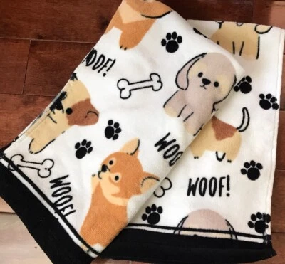 Kassafina Home Lot Of 2 … TWO (2) Bath Hand Towels Sz 16 X 26” Cotton WOOF New - Image 1 of 4