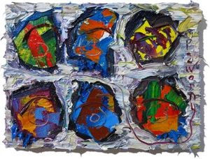 ORIGINAL OIL PAINTING ON CANVAS ABSTRACT CONCEPTUAL MODERN OUTSIDER POP COLORFUL - Picture 1 of 24