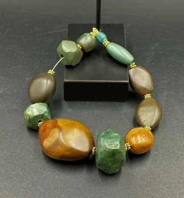 Antiguo Antiguo Antiguo Himalaya Indo Tibetano Aventurina Jade Jaspe Cuentas Raro Superior Foto 1 de 4