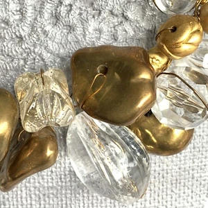 Abra Couture Cluster Chunky Necklace Gold Silver Resin Beads Crystals - Picture 1 of 11