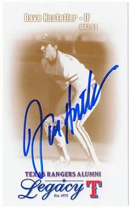 Texas Rangers Alumni Vermächtnis * HANDSIGNIERT* Postkarte Dave Hostetler SGA - Bild 1 von 1